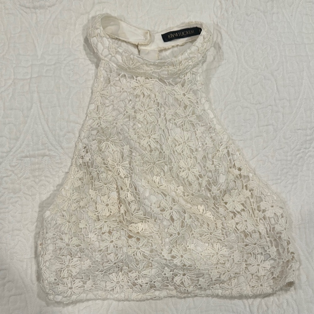 Cream Cropped Lace Blouse